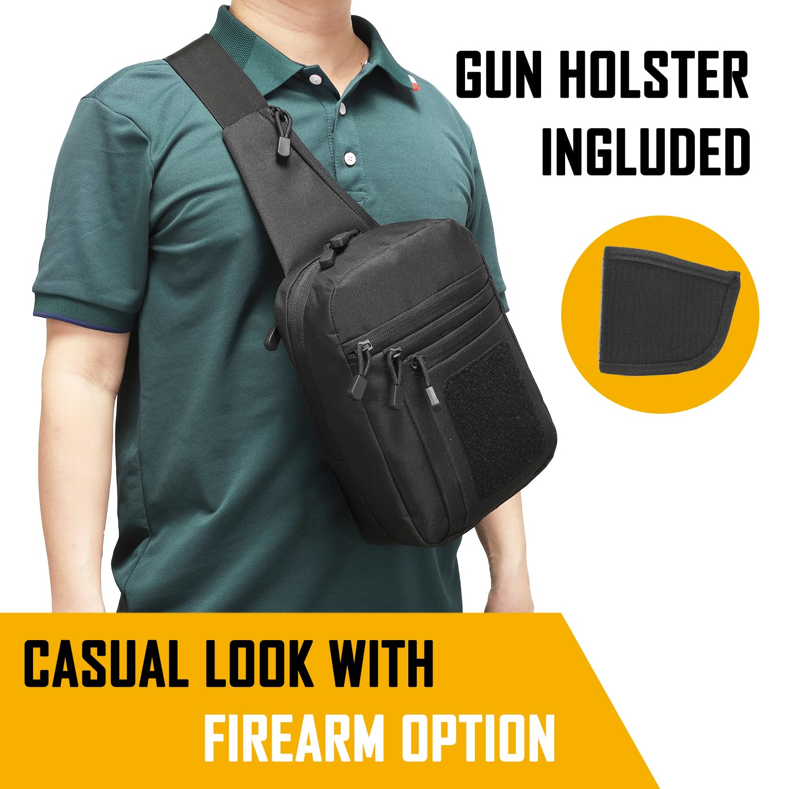 Edc Concealed Carry Sling Bag - Bolsa crossbody de transporte oculta para