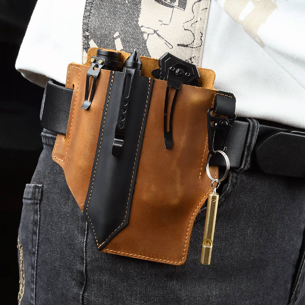 Bolsa de cintura tática de via - Leather Edc. Carry Pouch avaliação e preço